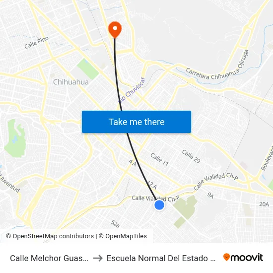 Calle Melchor Guaspe, 2201a to Escuela Normal Del Estado De Chihuahua map