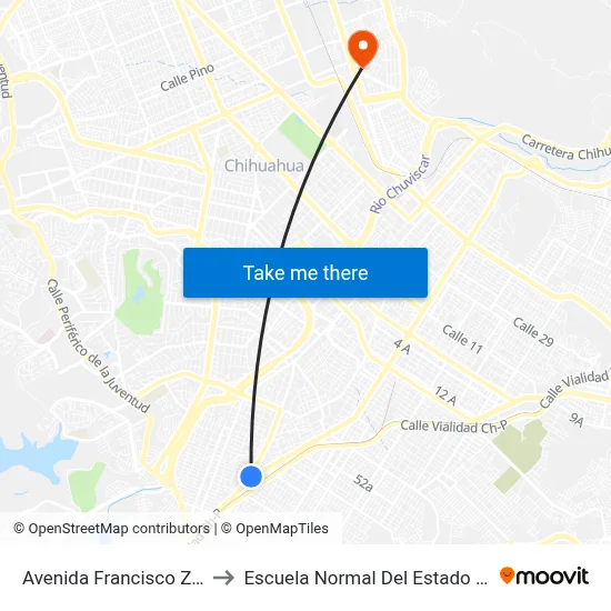 Avenida Francisco Zarco, 6600 to Escuela Normal Del Estado De Chihuahua map