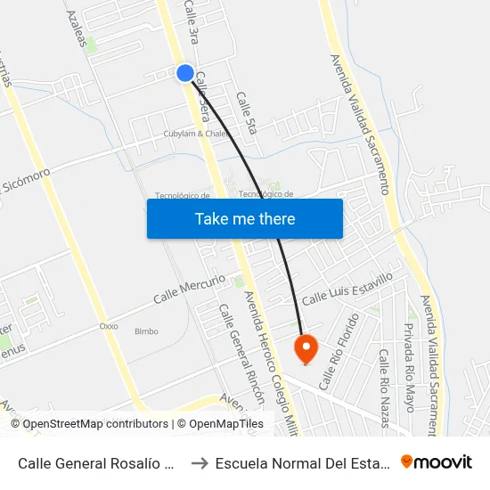 Calle General Rosalío Hernández, 4105 to Escuela Normal Del Estado De Chihuahua map
