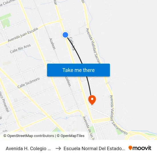 Avenida H. Colegio Militar, 6707 to Escuela Normal Del Estado De Chihuahua map
