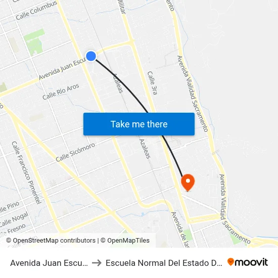Avenida Juan Escutia, 3305 to Escuela Normal Del Estado De Chihuahua map