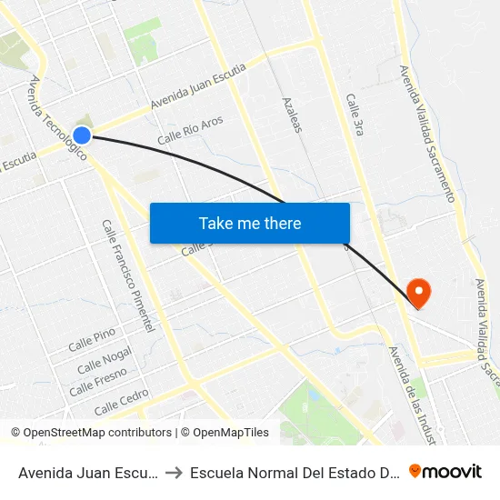 Avenida Juan Escutia, 1100 to Escuela Normal Del Estado De Chihuahua map