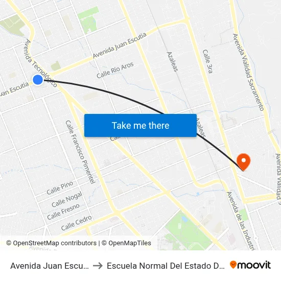 Avenida Juan Escutia, 7502 to Escuela Normal Del Estado De Chihuahua map