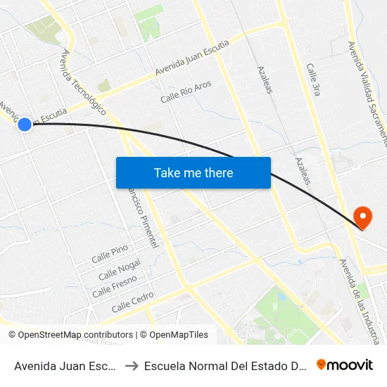 Avenida Juan Escutia, 433 to Escuela Normal Del Estado De Chihuahua map