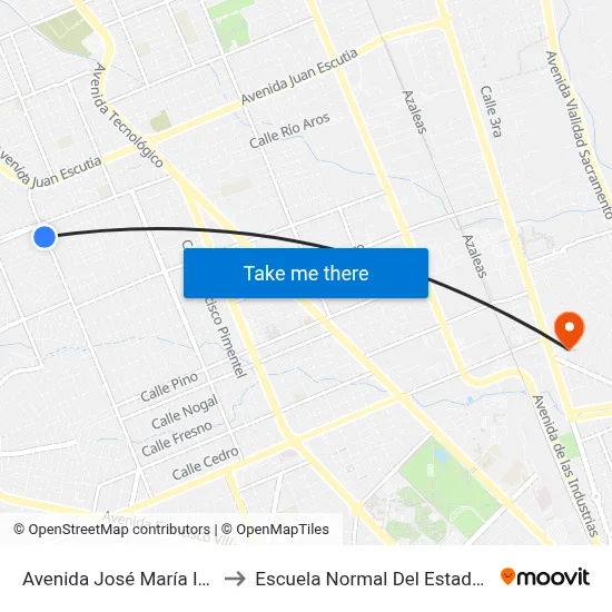 Avenida José María Iglesias, 6305 to Escuela Normal Del Estado De Chihuahua map