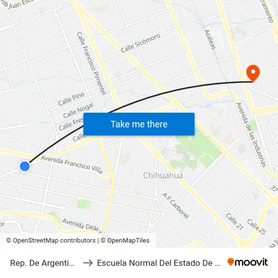Rep. De Argentina, 508 to Escuela Normal Del Estado De Chihuahua map