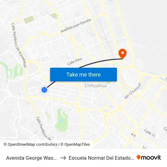 Avenida George Washington, 202 to Escuela Normal Del Estado De Chihuahua map