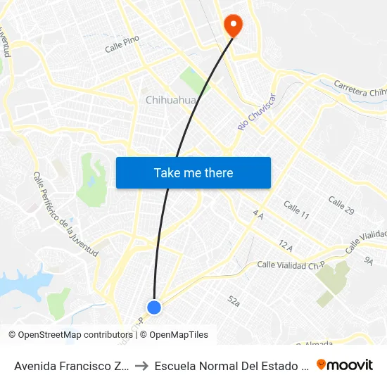 Avenida Francisco Zarco, 7016 to Escuela Normal Del Estado De Chihuahua map