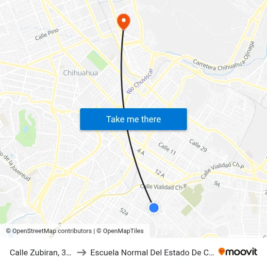 Calle Zubiran, 3808-A to Escuela Normal Del Estado De Chihuahua map