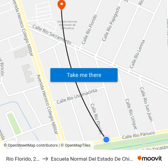 Río Florido, 2103 to Escuela Normal Del Estado De Chihuahua map