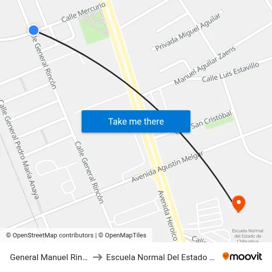 General Manuel Rincón, 4120 to Escuela Normal Del Estado De Chihuahua map