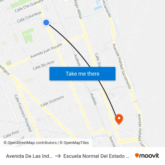 Avenida De Las Industrias, 3 to Escuela Normal Del Estado De Chihuahua map