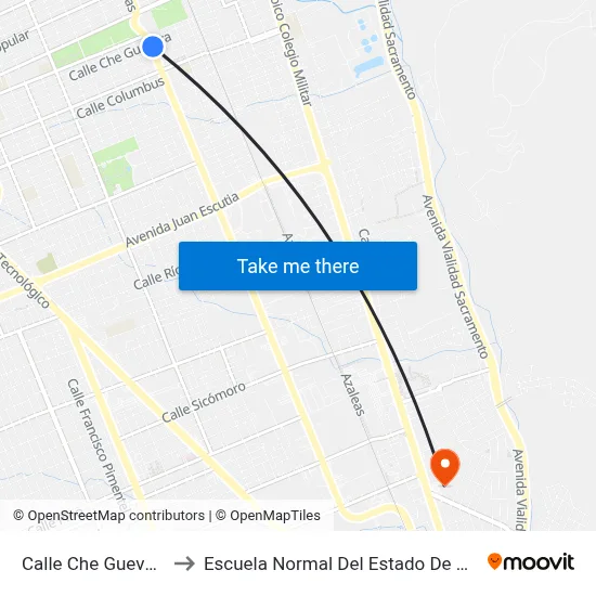 Calle Che Guevara, 77 to Escuela Normal Del Estado De Chihuahua map