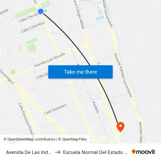 Avenida De Las Industrias, 78 to Escuela Normal Del Estado De Chihuahua map