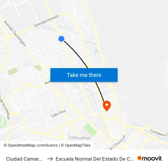 Ciudad Camargo, 61 to Escuela Normal Del Estado De Chihuahua map