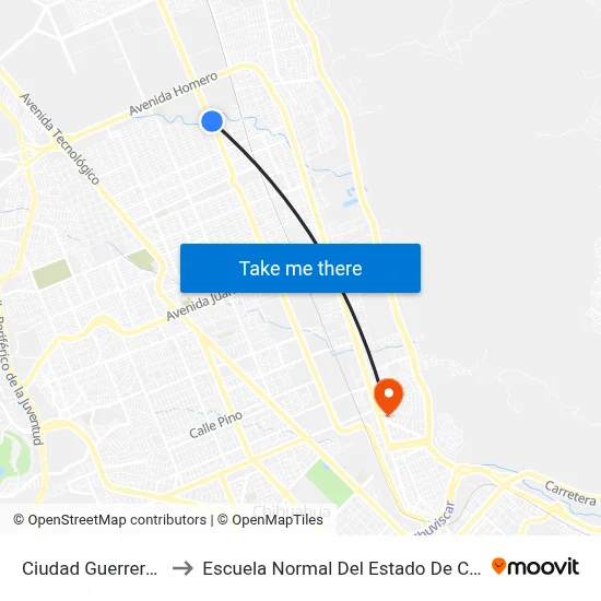 Ciudad Guerrero, 423 to Escuela Normal Del Estado De Chihuahua map