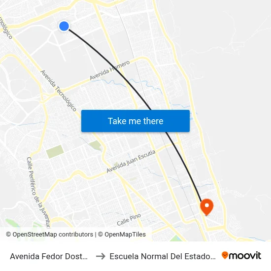 Avenida Fedor Dostoyevzki, 501 to Escuela Normal Del Estado De Chihuahua map