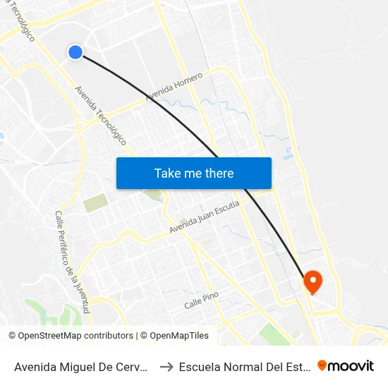 Avenida Miguel De Cervantes Saavedra, 125 to Escuela Normal Del Estado De Chihuahua map