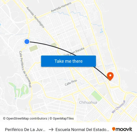 Periférico De La Juventud, 9901 to Escuela Normal Del Estado De Chihuahua map