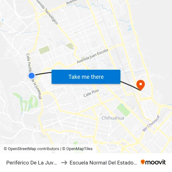 Periférico De La Juventud, 8101 to Escuela Normal Del Estado De Chihuahua map