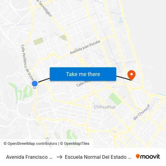 Avenida Francisco Villa, 8504 to Escuela Normal Del Estado De Chihuahua map