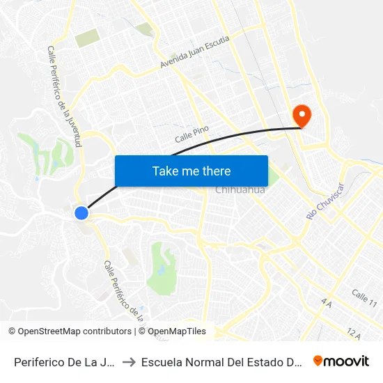 Periferico De La Juventud to Escuela Normal Del Estado De Chihuahua map