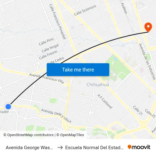 Avenida George Washington, 1013 to Escuela Normal Del Estado De Chihuahua map