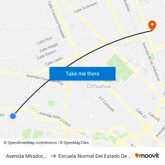 Avenida Mirador, 6305a to Escuela Normal Del Estado De Chihuahua map