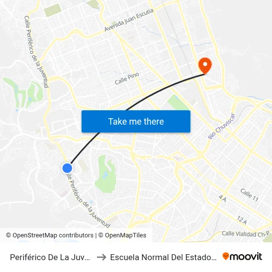 Periférico De La Juventud, 6900 to Escuela Normal Del Estado De Chihuahua map