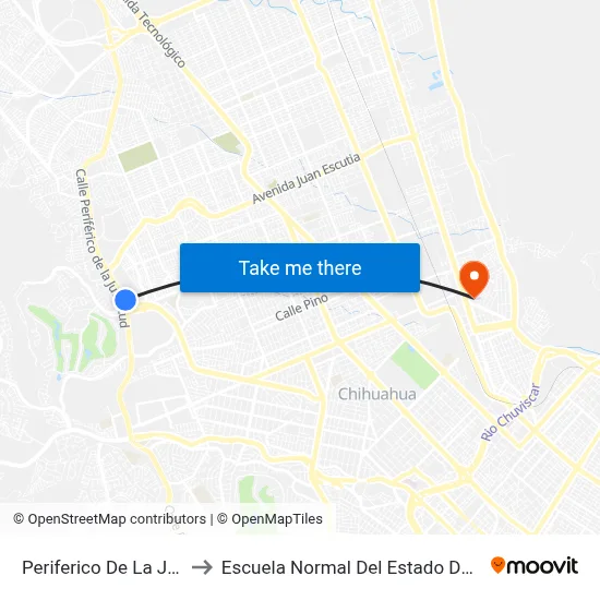 Periferico De La Juventud to Escuela Normal Del Estado De Chihuahua map