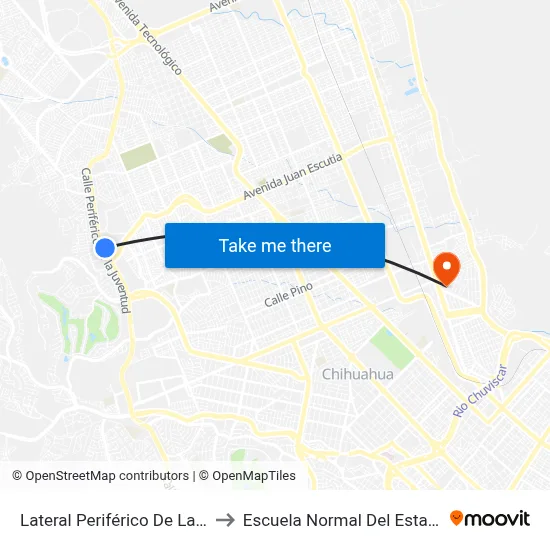 Lateral Periférico De La Juventud, 7701 to Escuela Normal Del Estado De Chihuahua map