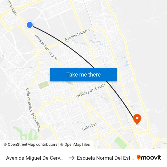 Avenida Miguel De Cervantes Saavedra, 105 to Escuela Normal Del Estado De Chihuahua map