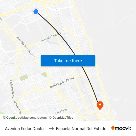 Avenida Fedor Dostoyevzki, 1116 to Escuela Normal Del Estado De Chihuahua map