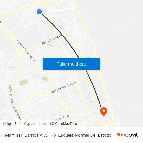 Martin H. Barrios Álvarez, 14711 to Escuela Normal Del Estado De Chihuahua map