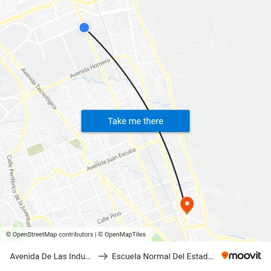 Avenida De Las Industrias, 11377 to Escuela Normal Del Estado De Chihuahua map