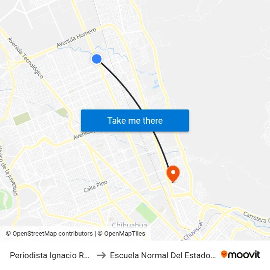 Periodista Ignacio Rodríguez, 49 to Escuela Normal Del Estado De Chihuahua map