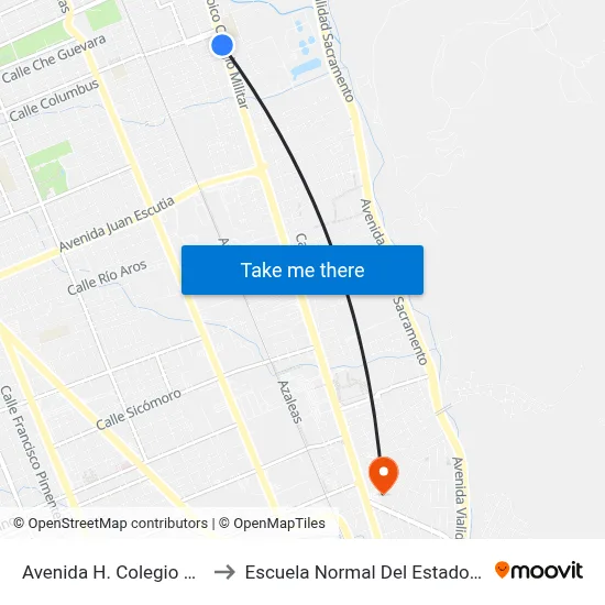 Avenida H. Colegio Militar, 9103 to Escuela Normal Del Estado De Chihuahua map