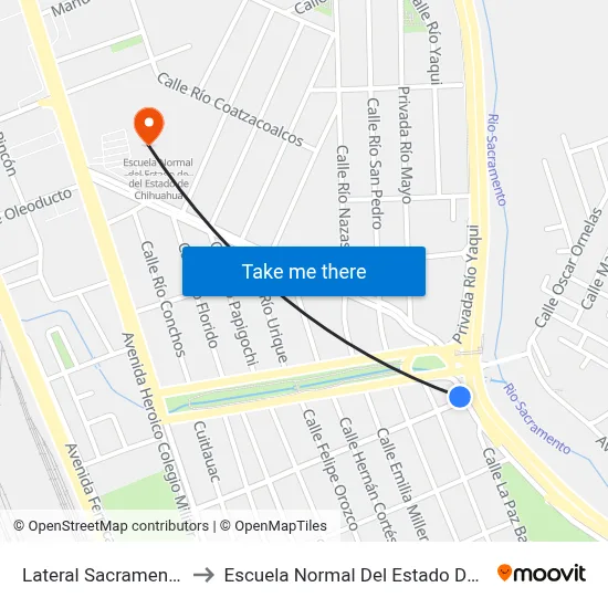 Lateral Sacramento, 1903 to Escuela Normal Del Estado De Chihuahua map