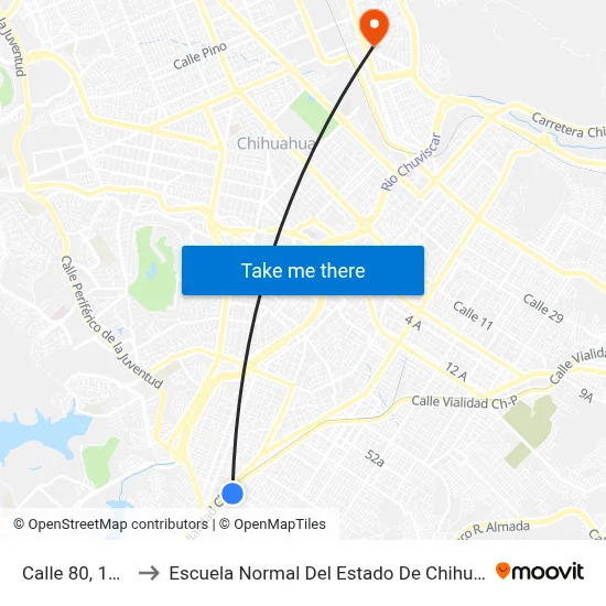 Calle 80, 1302 to Escuela Normal Del Estado De Chihuahua map