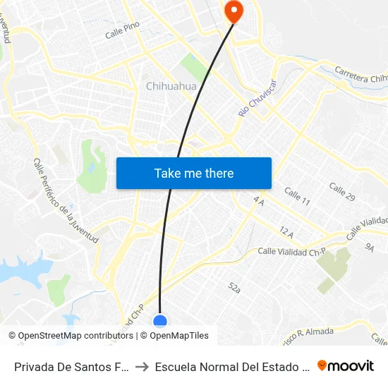 Privada De Santos Fierro, 8001 to Escuela Normal Del Estado De Chihuahua map