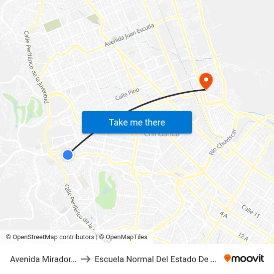 Avenida Mirador, 7528 to Escuela Normal Del Estado De Chihuahua map
