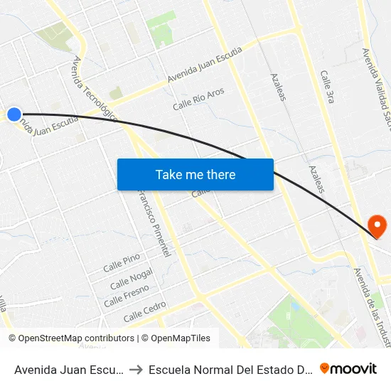Avenida Juan Escutia, 7920 to Escuela Normal Del Estado De Chihuahua map