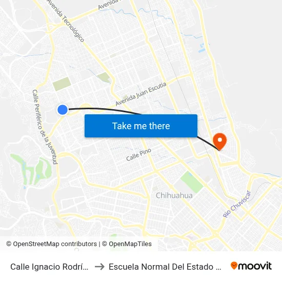 Calle Ignacio Rodríguez, 173 to Escuela Normal Del Estado De Chihuahua map