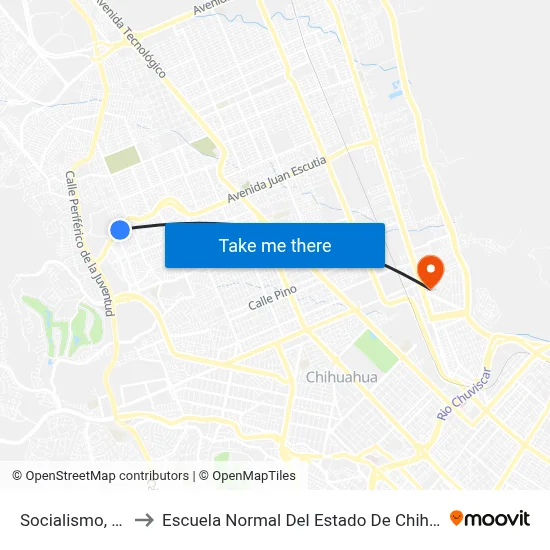 Socialismo, 127 to Escuela Normal Del Estado De Chihuahua map