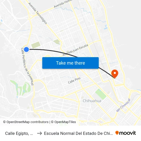 Calle Egipto, 9124 to Escuela Normal Del Estado De Chihuahua map