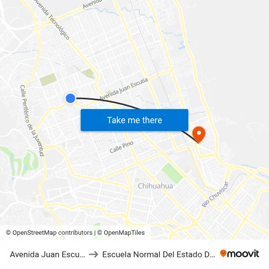 Avenida Juan Escutia, 8101 to Escuela Normal Del Estado De Chihuahua map
