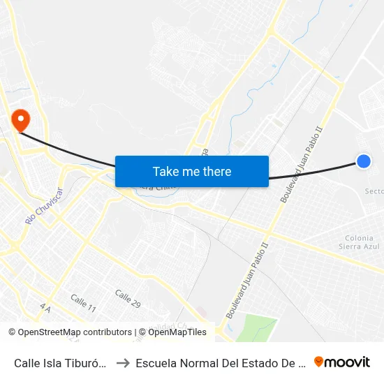 Calle Isla Tiburón, 9510 to Escuela Normal Del Estado De Chihuahua map
