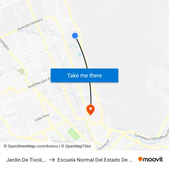Jardín De Tivoli, 4936 to Escuela Normal Del Estado De Chihuahua map