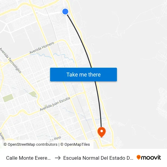 Calle Monte Everest, 14936 to Escuela Normal Del Estado De Chihuahua map