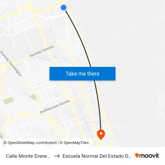Calle Monte Everest, 15521 to Escuela Normal Del Estado De Chihuahua map